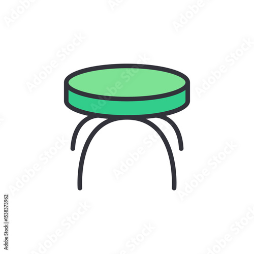 Minimalist Illustration Of Modern Round Stool With Simple Leg Design