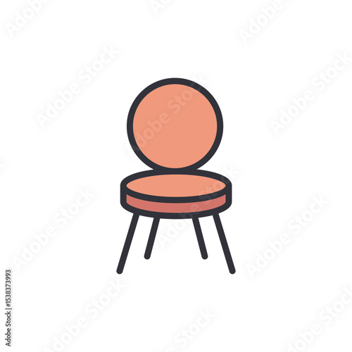 Minimalist Illustration Of An Elegant Round Back Chair On Transparent