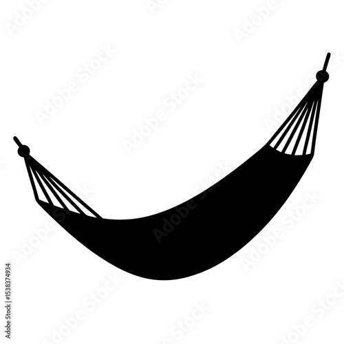Black silhouette of a comfortable hammock for leisure and relaxation time