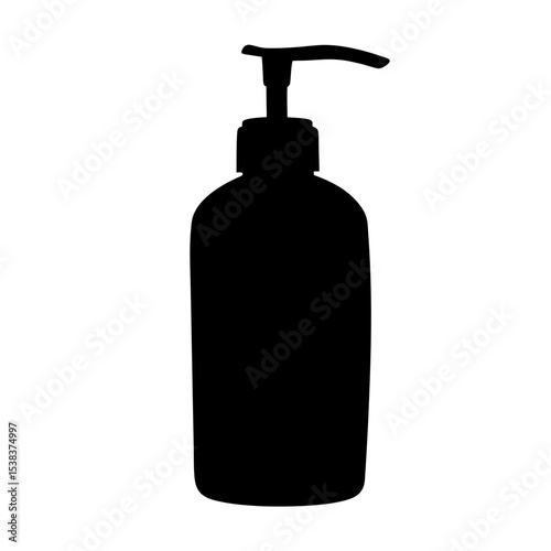 Black silhouette of a lotion or soap dispenser with pump mechanism