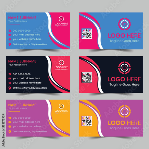 Corporate business card design template set vector.
