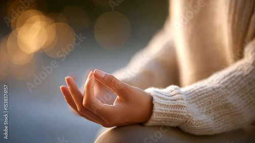 Wallpaper Mural Close-up of hands forming a meditation mudra, symbolizing tranquility and mindfulness. Torontodigital.ca