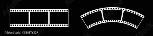 35mm film strip vector design with 3 frames on black background. White film reel symbol illustration to use for photography, television, cinema, photo frame.