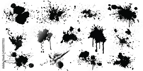 Ink blots Grunge Urban Background. .Black paint splattered , dirty,poster for your design.
