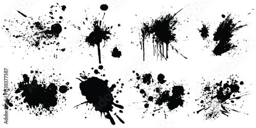 Ink blots Grunge Urban Background. .Black paint splattered , dirty,poster for your design.