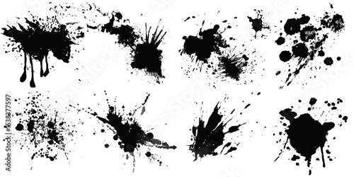 Ink blots Grunge Urban Background. .Black paint splattered , dirty,poster for your design.