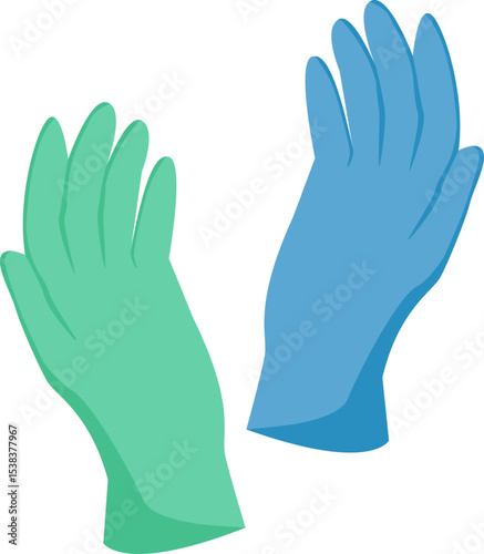Medical protective latex gloves. Vector illustration with transparent background.	