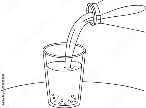 Pouring fresh, cold drinking water into a transparent glass