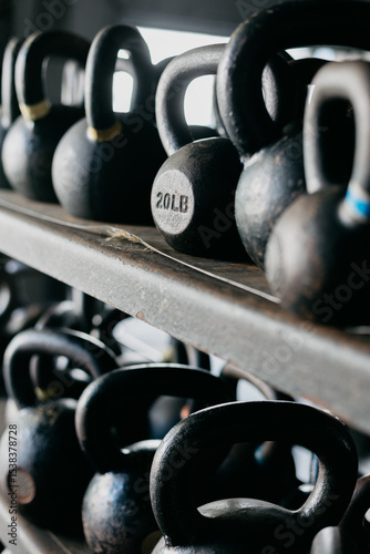 close up of kettle bells