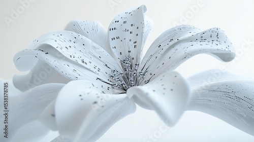 Elegant Technological Robotized Lily Flower with Circuitry Details