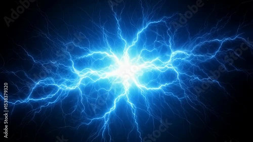Wallpaper Mural Bright lightning strikes illuminating the night sky with intense blue electricity and branching energy patterns Torontodigital.ca