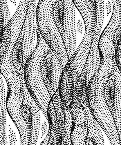 Seamless background or texture with abstract waves or lines of dots and spots. Brushstrokes and iridescent swirls in the Shambhala style for meditation or coloring