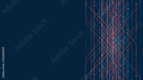 Big data visualization. Social network, financial analysis of complex databases. Data mining. Vector technology background. Information analytics concept.