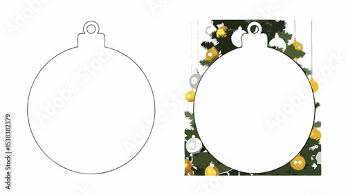 Christmas Ornament Template with Festive Background