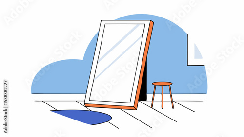 Full-Length Mirror and Stool in Modern Interior