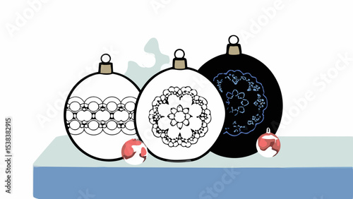 Ornate Christmas Ornaments on Mantel