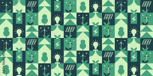 Eco-friendly energy sources seamless pattern.
