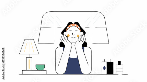 Woman Applying Skincare at Home