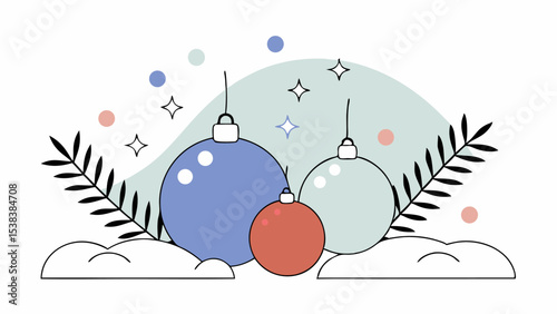 Minimalist Christmas Ornaments on Snow
