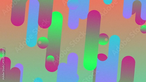 Starting animation with gradient pill bars and spheres dropping over magenta-green field