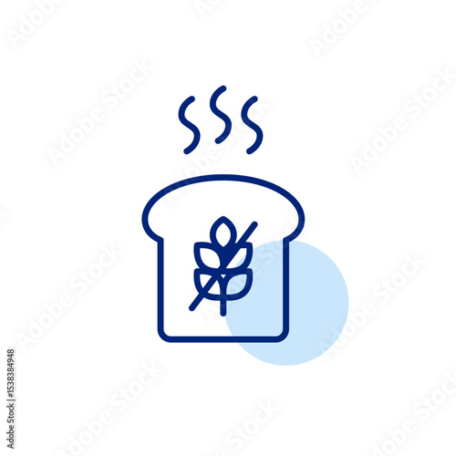 Hot toasted bread slice and gluten free symbol. Dietary restrictions, food labelling. Pixel perfect, editable stroke vector icon