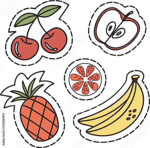 fresh tropical fruit slice vector set collection art