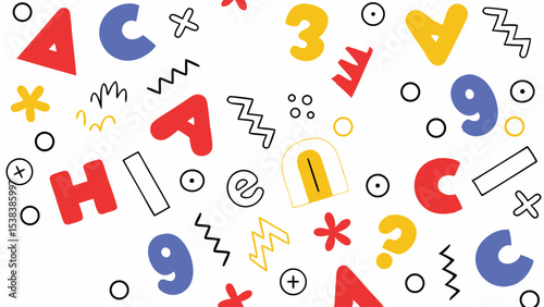 Abstract Geometric Pattern with Letters and Numbers