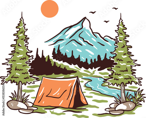 illustration vector camping nature logo
