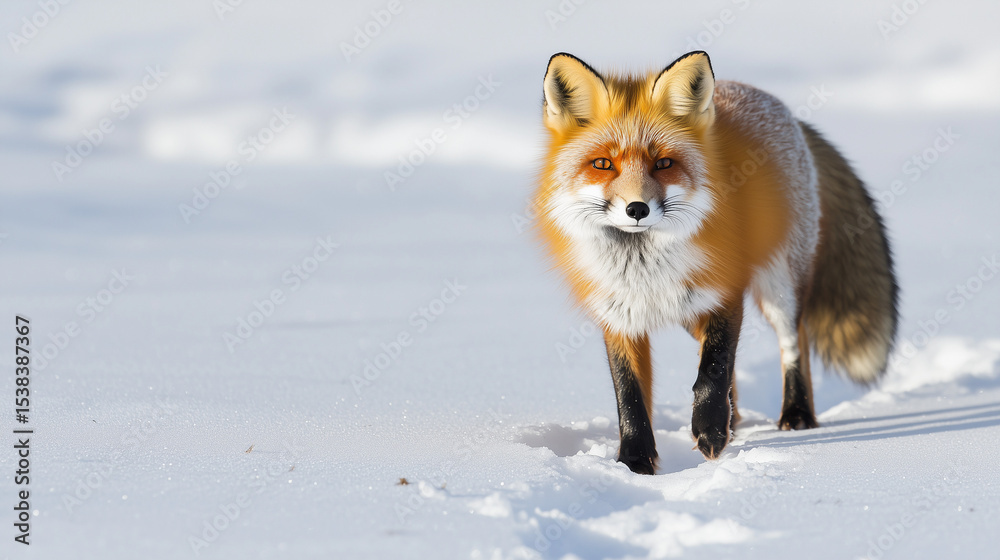 Wildlife Conservation Week, Red Fox Mid Snowy Field Evoking Winter Ecology Awareness Event And Outdoor Educational Festival Promoting Habitat Protection Wildlife Conservation Week, Red Fox Mid Snowy Field Evoking Winter Ecology Awareness Event And Outdoor Educational Festival Promoting Habitat Protection
