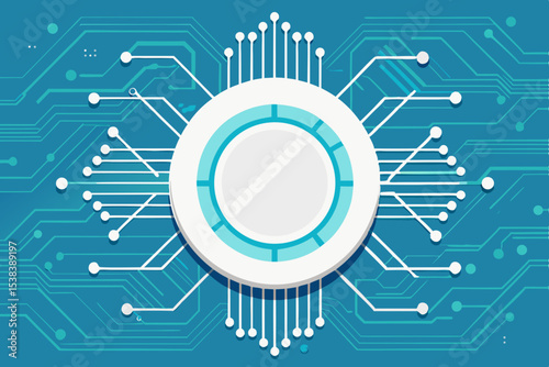 Abstract Technology Background with Circuit Board and Central Processing Unit Illustration