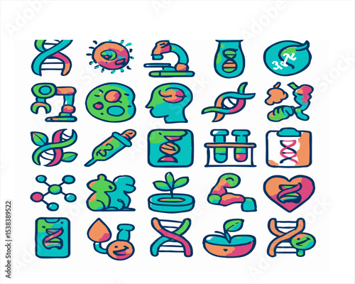 A delightful vector cartoon illustration of an education icon set, perfect for school children and web design