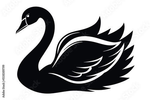 Majestic silhouette of a black swan gracefully resting creates a captivating avian imagery
