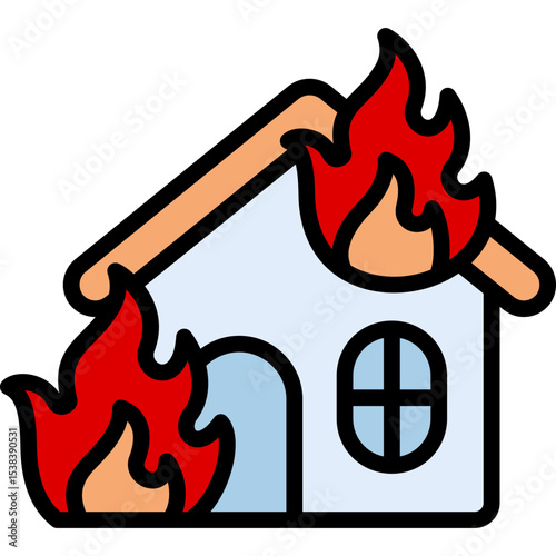 house on fire icon