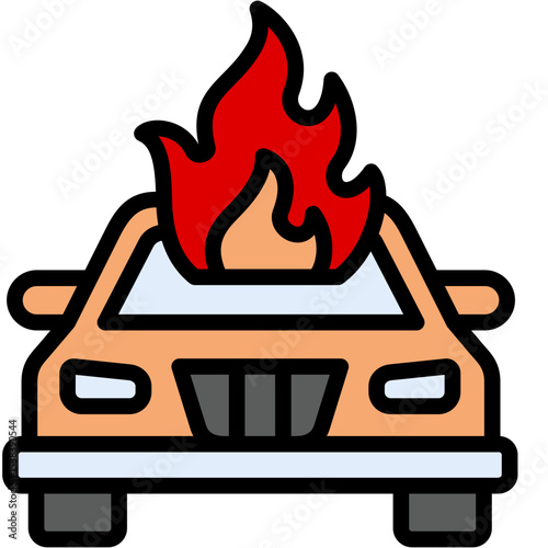 car on fire icon
