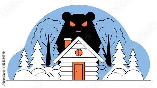 Creepy Bear Lurking Near Cabin in Woods