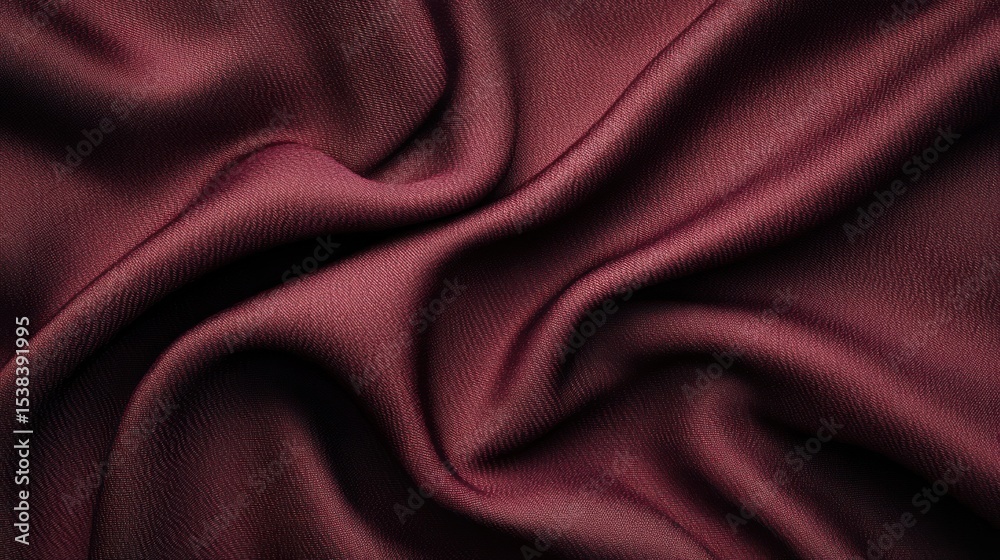 Fototapeta premium Textural Symphony: Abstract maroon waves in draped flowing fabric aesthetic