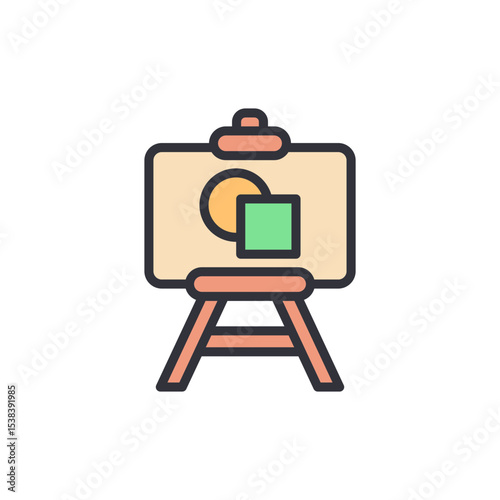 Artistic Easel Displaying Geometric Shapes For Creative Presentation