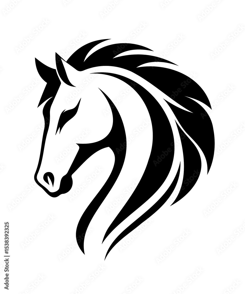 Fototapeta premium Silhouette of a Horse's Head Displayed. 