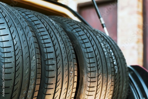Tires with deep tread pattern in trunk