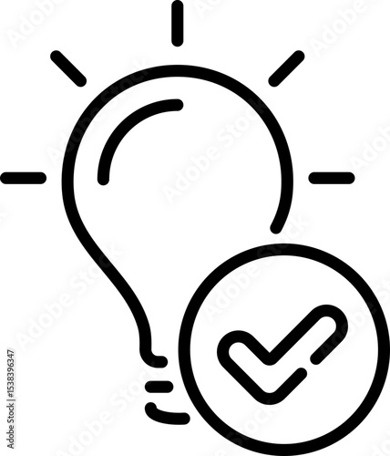 Approved idea solution innovation icon - Editable Stroke SVG, fully scalable.