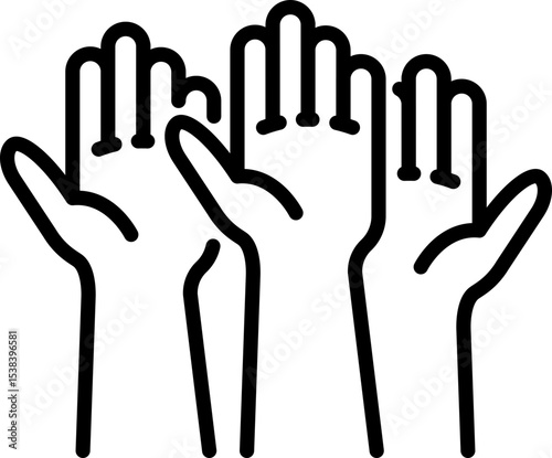 Raised hands volunteering participation icon - Editable Stroke SVG, fully scalable.