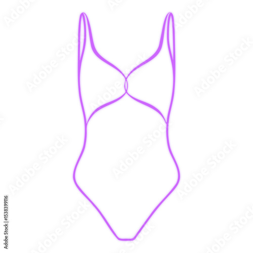 Neon icon of a purple one piece swimsuit