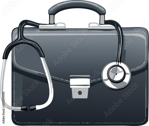 Medical Doctor’s Bag with Stethoscope Partially Visible