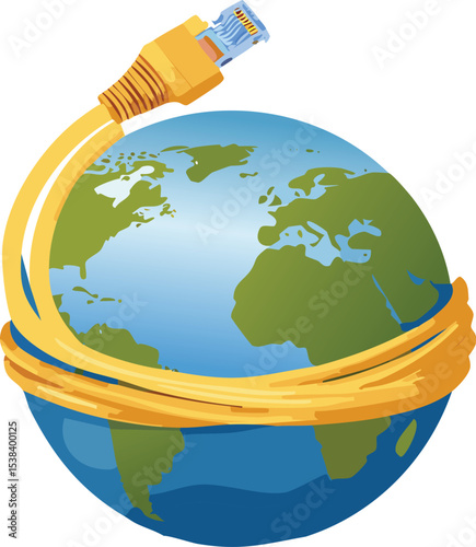 Global Connectivity Concept with Ethernet Cable Wrapped Around Earth