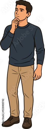 Young Man Thinking or Deciding
