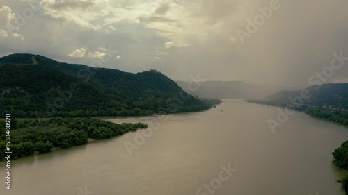 Visegrad aerial landscape aerial view over the Danube