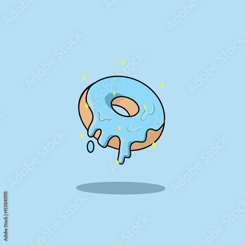 Vector Illustration of a Donut With Melting Blue Cream – Sweet, Colorful, and Eye-Catching.
