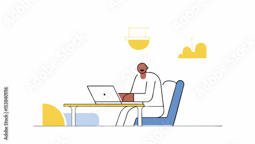 Person Working on Laptop in Modern Minimalist Office