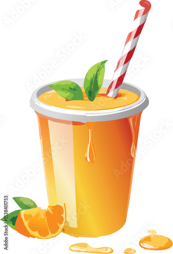 Colorful Slushie Cup with Dripping Straw and Frosty Texture