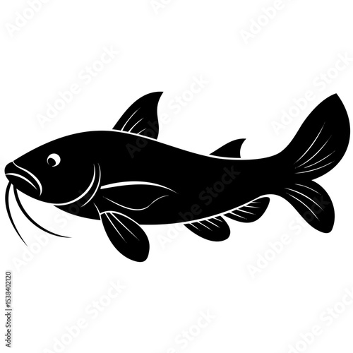 Silhouette of a Catfish Vector Illustration
